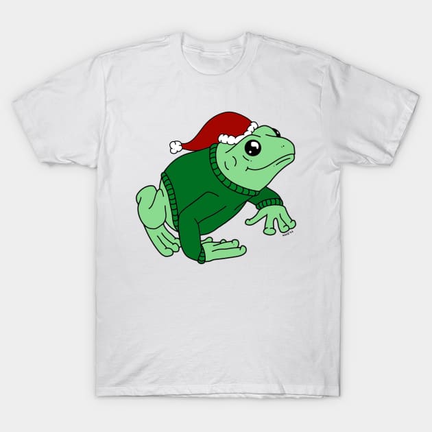 Christmas Sweater Frog T-Shirt by Natalie Gilbert